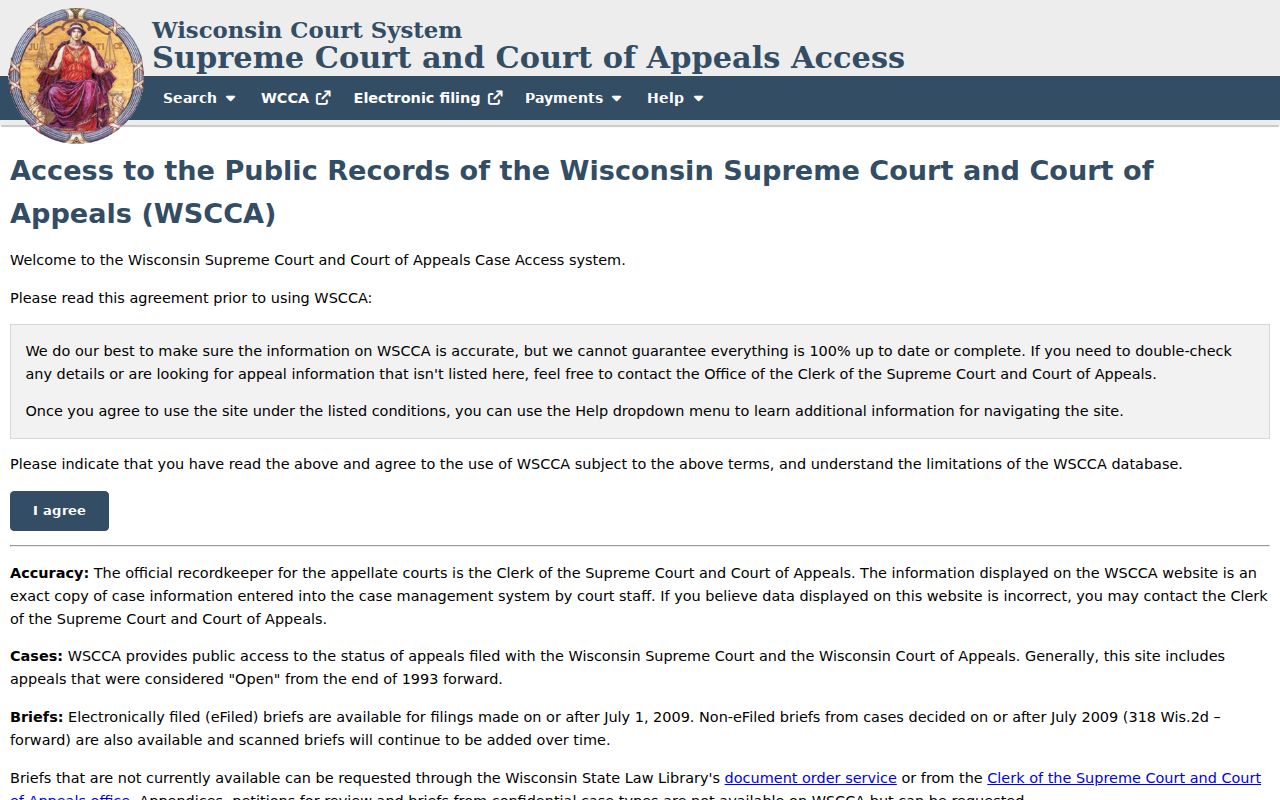Dodge County appellate docket search through Wisconsin case access