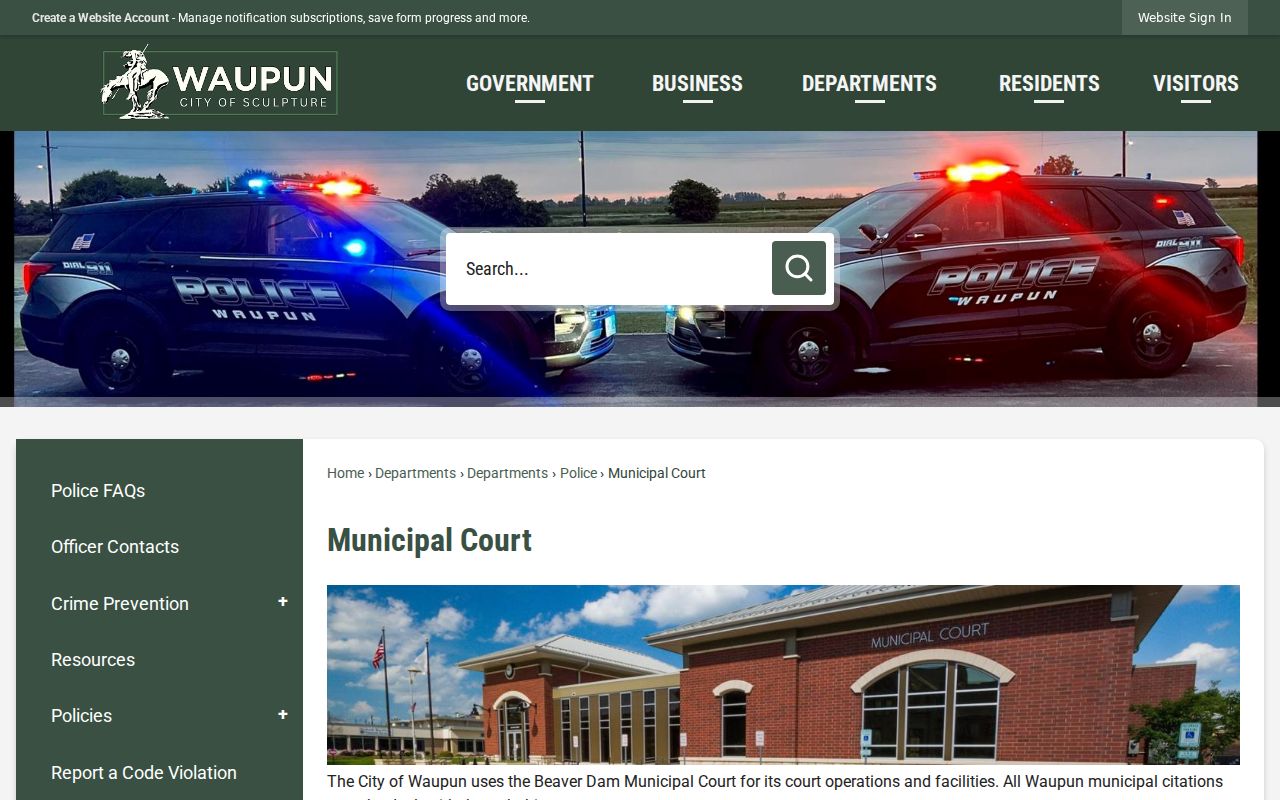 Waupun court records routing to Beaver Dam Municipal Court