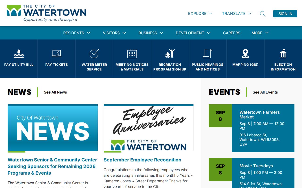 Official Watertown city location reference for court records access